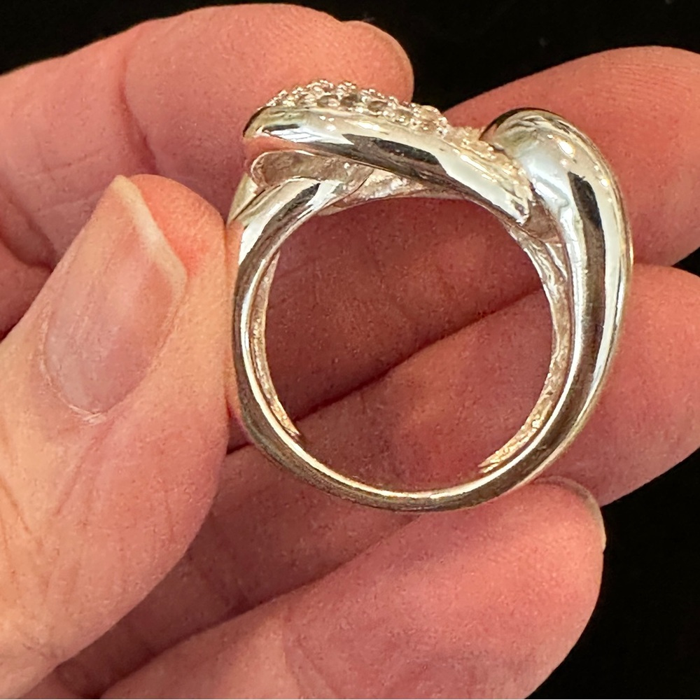 Silver Interlocking Knot Ring With Sparkling Ston… - image 4